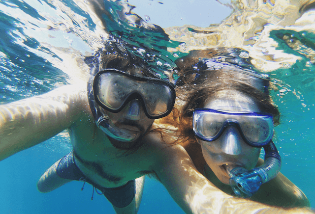 Couple snorkeling